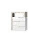 Lorenzo 3 Drawer White Gloss and Concrete Grey Large Chest of Drawers - FurniComp