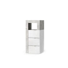 Lorenzo 3 Drawer White Gloss and Concrete Grey Small Chest of Drawers - FurniComp
