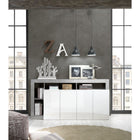 Lorenzo 4 Door White Gloss and Concrete Grey Sideboard - FurniComp