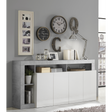 Lorenzo 4 Door White Gloss and Concrete Grey Sideboard - FurniComp