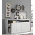 Lorenzo 4 Door White Gloss and Concrete Grey Sideboard - FurniComp