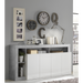 Lorenzo 4 Door White Gloss and Concrete Grey Sideboard - FurniComp