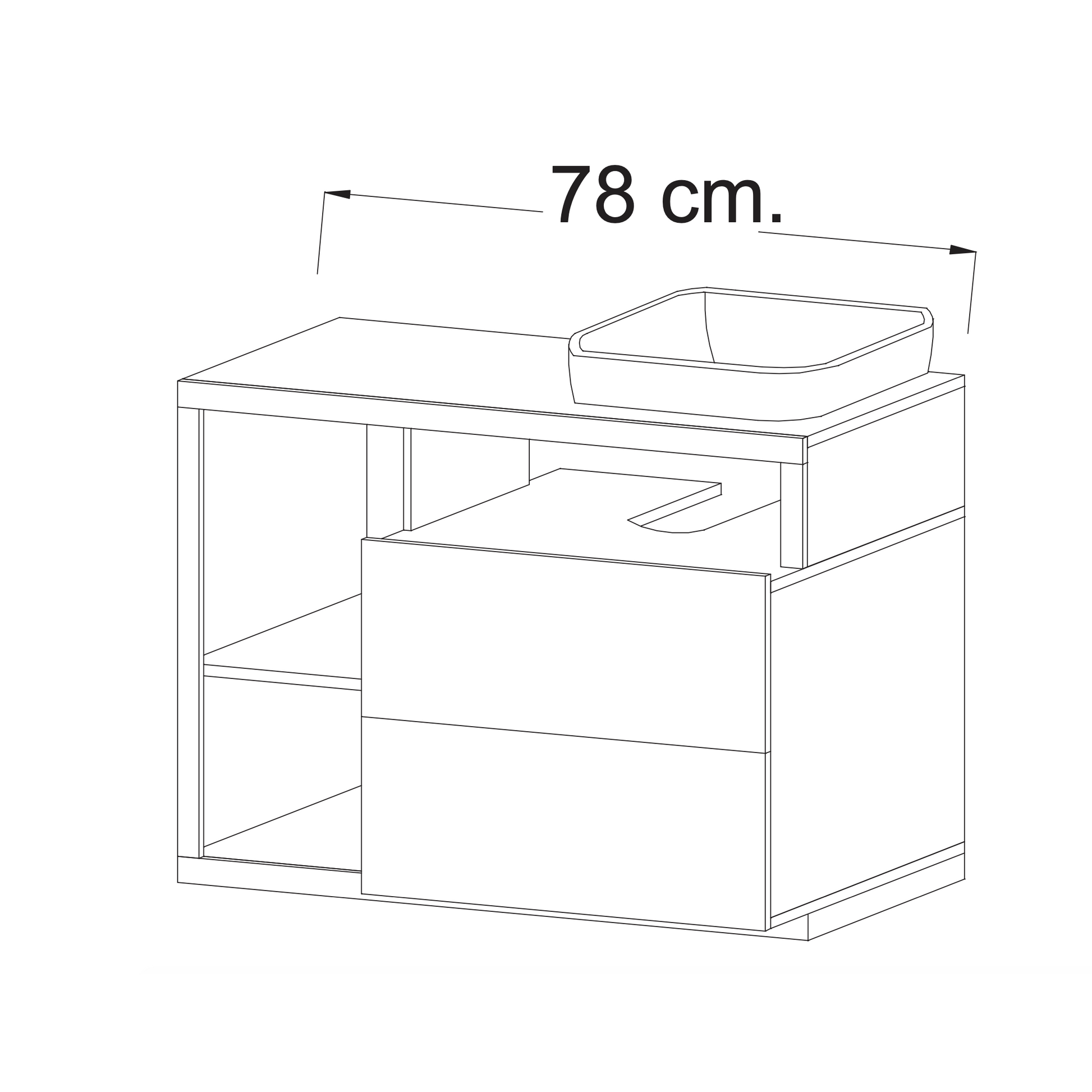 Lorenzo White Gloss & Concrete Grey 2 Drawer 790mm Free Standing Vanity Unit with Basin - FurniComp