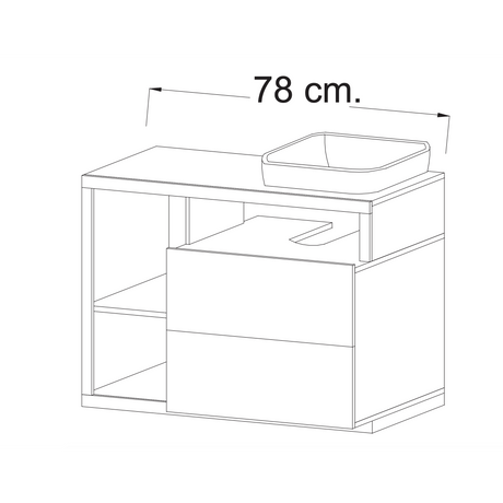 Lorenzo White Gloss & Cadiz Oak 2 Drawer 790mm Free Standing Vanity Unit with Basin - FurniComp