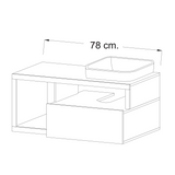 Lorenzo White Gloss & Cadiz Oak 1 Drawer 790mm Wall Hung Vanity Unit with Basin - FurniComp
