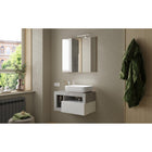 Lorenzo 78cm White Gloss and Concrete Grey Mirrored Bathroom Cabinet With LED Light - FurniComp