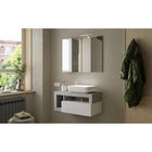 Lorenzo White Gloss & Concrete Grey 1 Drawer 920mm Wall Hung Vanity Unit with Basin - FurniComp