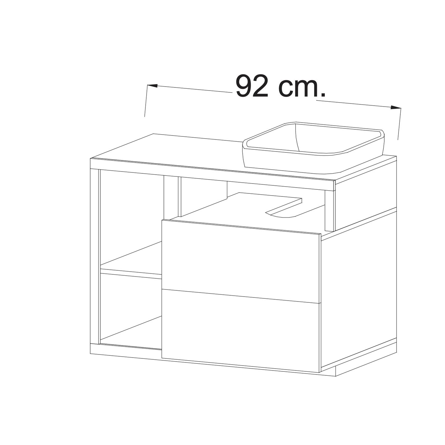 Lorenzo White Gloss & Concrete Grey 2 Drawer 920mm Free Standing Vanity Unit with Basin - FurniComp