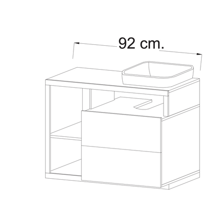 Lorenzo White Gloss & Cadiz Oak 2 Drawer 920mm Free Standing Vanity Unit with Basin - FurniComp