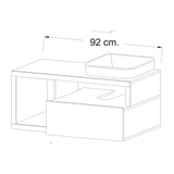 Lorenzo White Gloss & Cadiz Oak 1 Drawer 920mm Wall Hung Vanity Unit with Basin - FurniComp