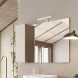 Lorenzo 110cm Cashmere and Mercure Oak Mirrored Bathroom Cabinet With LED Light - FurniComp