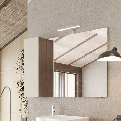 Lorenzo 110cm Cashmere and Mercure Oak Mirrored Bathroom Cabinet With LED Light - FurniComp