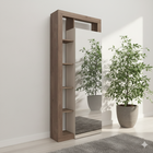 Lorenzo Cashmere and Mercure Oak 1 Door Mirrored Tall Narrow Hallway Wardrobe - FurniComp