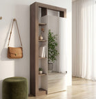 Lorenzo Cashmere and Mercure Oak 1 Door Mirrored Tall Narrow Hallway Wardrobe - FurniComp