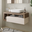 Lorenzo Cashmere and Mercure Oak 1 Drawer 1100mm Wall Hung Vanity Unit with Basin - FurniComp