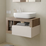 Lorenzo Cashmere and Mercure Oak 1 Drawer 790mm Wall Hung Vanity Unit with Basin - FurniComp