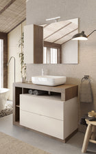 Lorenzo Cashmere and Mercure Oak 2 Drawer 1100mm Free Standing Vanity Unit with Basin - FurniComp