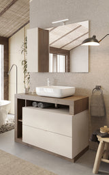 Lorenzo Cashmere and Mercure Oak 2 Drawer 1100mm Free Standing Vanity Unit with Basin - FurniComp
