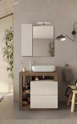 Lorenzo Cashmere and Mercure Oak 2 Drawer 790mm Free Standing Vanity Unit with Basin - FurniComp
