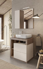 Lorenzo Cashmere and Mercure Oak 2 Drawer 790mm Free Standing Vanity Unit with Basin - FurniComp
