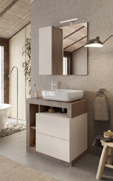 Lorenzo Cashmere and Mercure Oak 2 Drawer 790mm Free Standing Vanity Unit with Basin - FurniComp