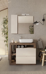 Lorenzo Cashmere and Mercure Oak 2 Drawer 920mm Free Standing Vanity Unit with Basin - FurniComp