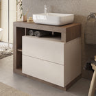 Lorenzo Cashmere and Mercure Oak 2 Drawer 920mm Free Standing Vanity Unit with Basin - FurniComp