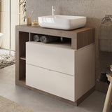 Lorenzo Cashmere and Mercure Oak 2 Drawer 920mm Free Standing Vanity Unit with Basin - FurniComp