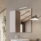 Lorenzo 78cm Cashmere and Mercure Oak Mirrored Bathroom Cabinet With LED Light - FurniComp