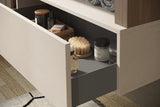 Lorenzo Cashmere and Mercure Oak 2 Drawer 920mm Free Standing Vanity Unit with Basin - FurniComp