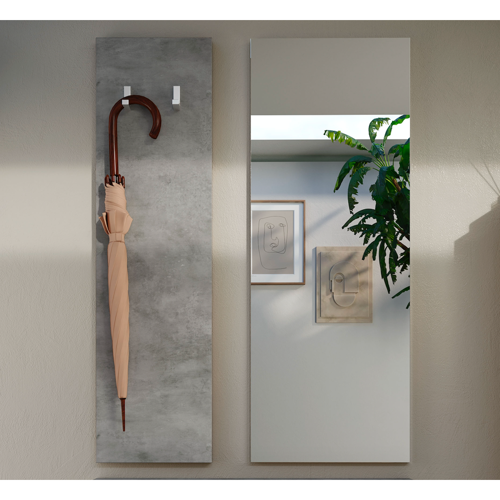 Lorenzo Concrete Grey Wall Hung Coat Rack Panel With 2 Hooks - FurniComp