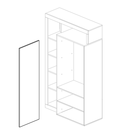 Lorenzo Concrete Grey 1 Door Mirrored Tall Narrow Hallway Wardrobe - FurniComp