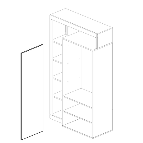 Lorenzo Concrete Grey 1 Door Mirrored Tall Narrow Hallway Wardrobe - FurniComp