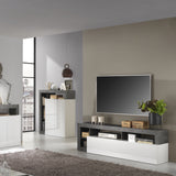 Lorenzo 2 Door 3 Drawer White Gloss and Anthracite Sideboard - FurniComp