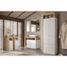 Lorenzo 2 Door White Gloss and Cadiz Oak Tall Bathroom Storage Cupboard - FurniComp