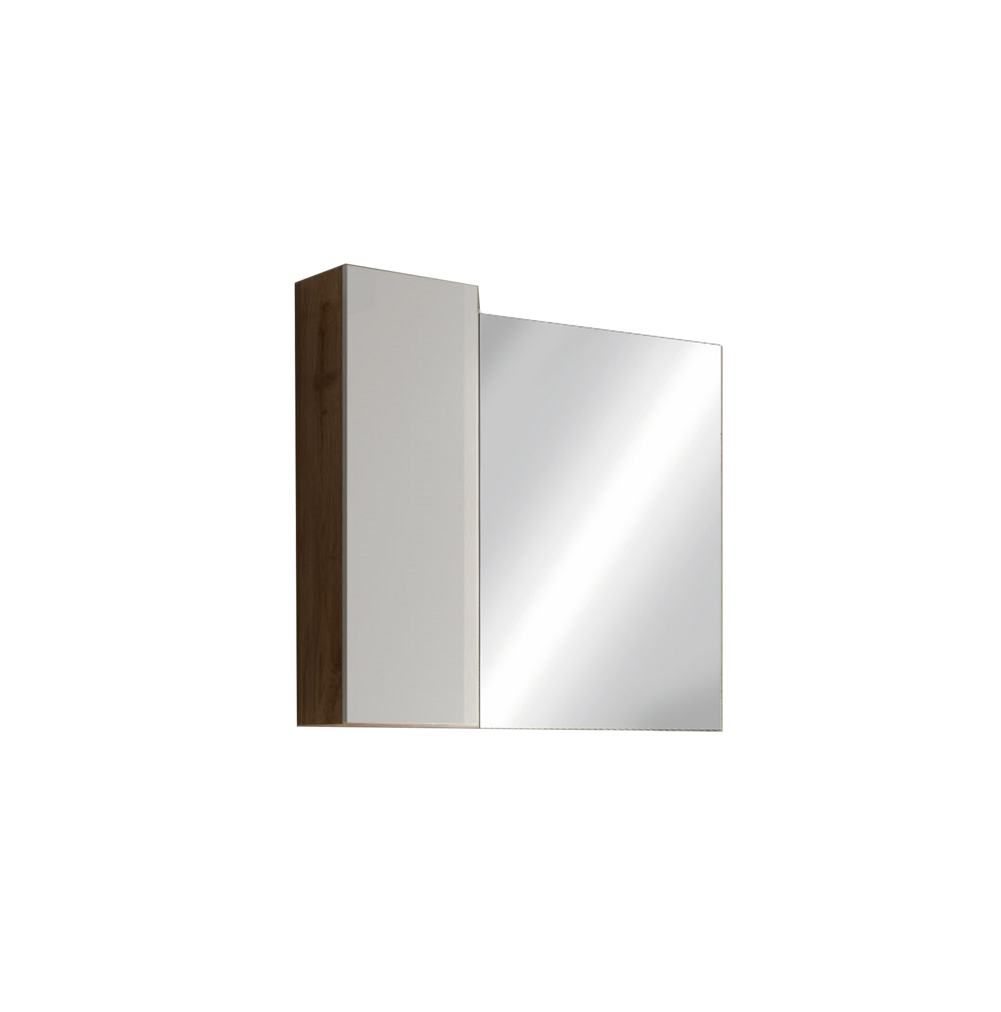 Lorenzo 110cm White Gloss and Cadiz Oak Mirrored Bathroom Cabinet With LED Light - FurniComp