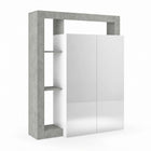 Lorenzo White Gloss and Concrete Grey Large Shoe Storage Cabinet - FurniComp