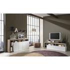 Lorenzo 2 Door 3 Drawer White Gloss and Natural Oak Sideboard - FurniComp