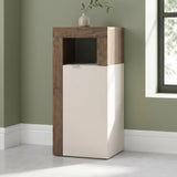 Lorenzo 1 Door Cashmere and Mercure Oak Small Bathroom Storage Cabinet - FurniComp