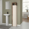 Lorenzo 1 Door Cashmere and Mercure Oak Tall Bathroom Storage Cupboard - FurniComp