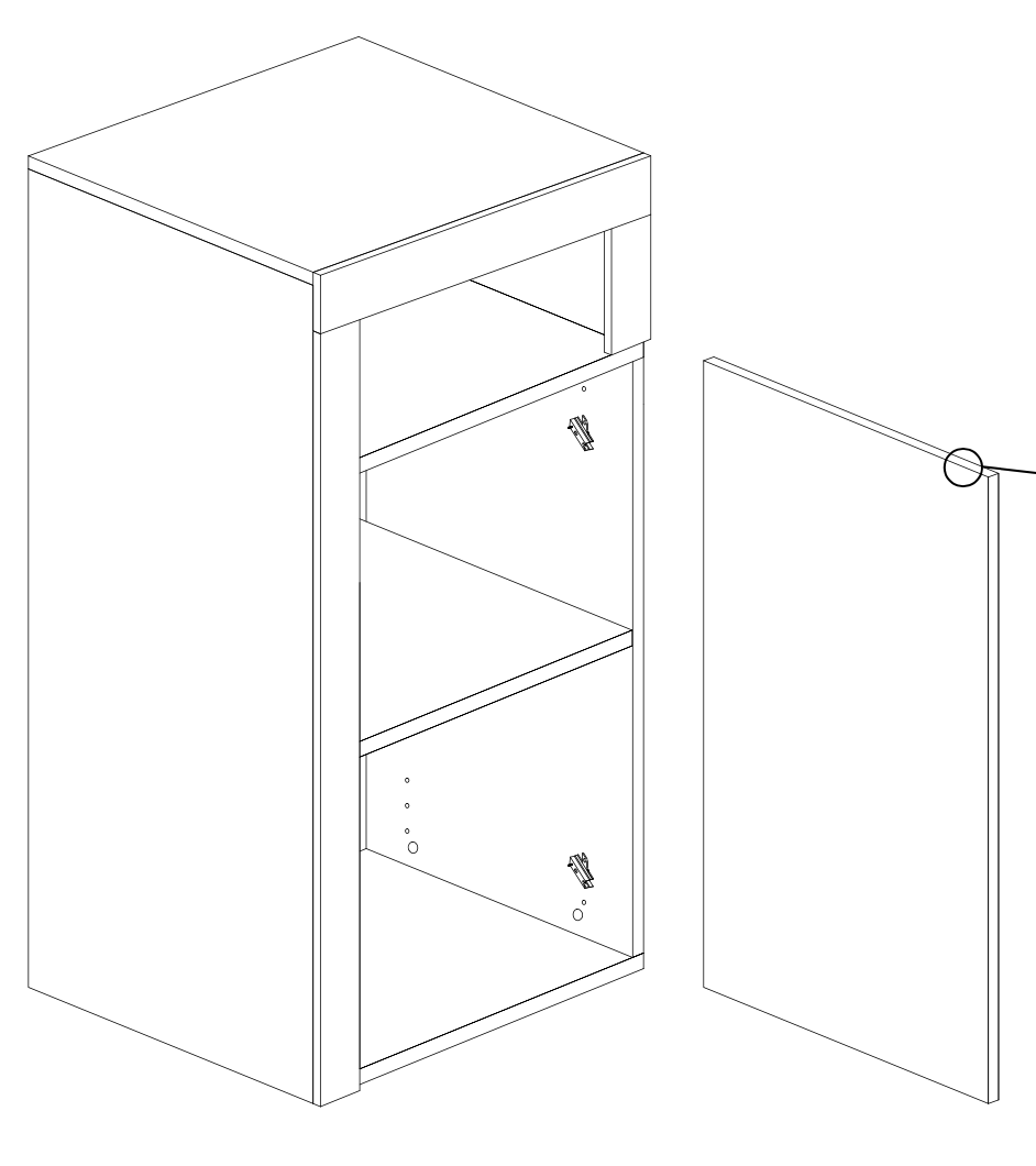 Lorenzo 1 Door Cashmere and Mercure Oak Small Bathroom Storage Cabinet - FurniComp