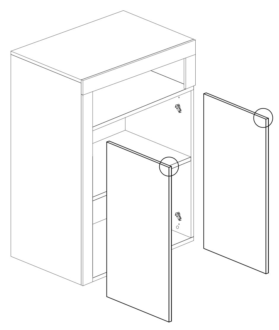 Lorenzo 2 Door Cashmere and Mercure Oak Large Bathroom Storage Cabinet - FurniComp