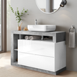 Lorenzo White Gloss & Concrete Grey 2 Drawer 1100mm Free Standing Vanity Unit with Basin - FurniComp