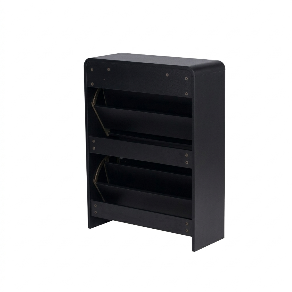 Lottie 2 Tier Slim 12 Pair Shoe Cabinet - Black - FurniComp