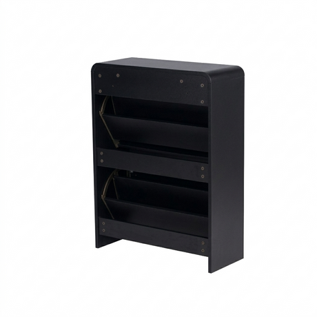 Lottie 2 Tier Slim 12 Pair Shoe Cabinet - Black - FurniComp