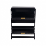 Lottie 2 Tier Slim 12 Pair Shoe Cabinet - Black - FurniComp