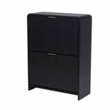 Lottie 2 Tier Slim 12 Pair Shoe Cabinet - Black - FurniComp