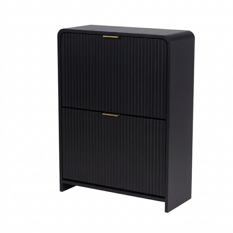 Lottie 2 Tier Slim 12 Pair Shoe Cabinet - Black - FurniComp