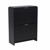 Lottie 2 Tier Slim 12 Pair Shoe Cabinet - Black - FurniComp