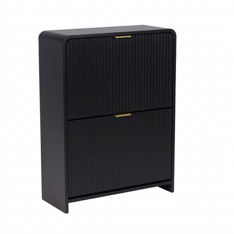 Lottie 2 Tier Slim 12 Pair Shoe Cabinet - Black - FurniComp